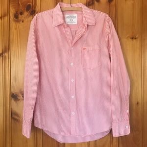 Aeropostale Men's Orange Striped button-up M